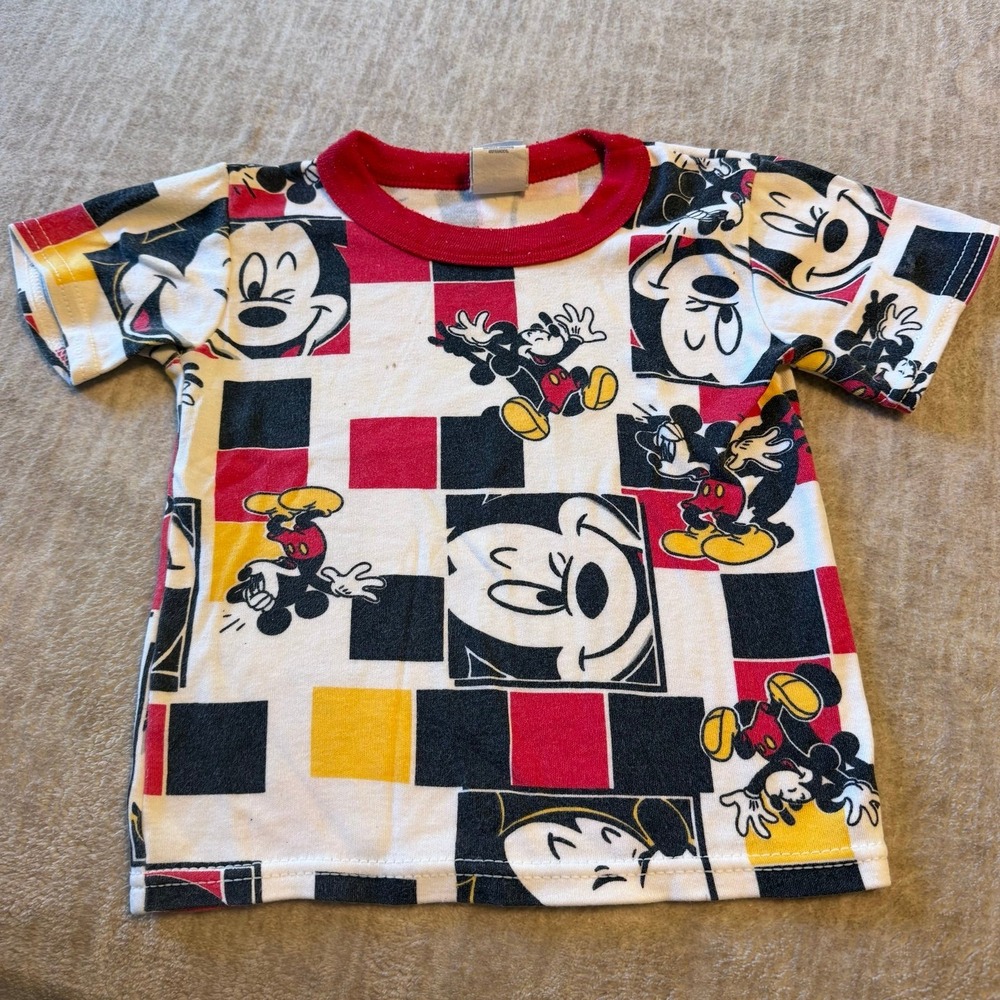 Vintage Mickey‎ Mouse All Over Print T Shirt Kids Size 3T Disney Made USA